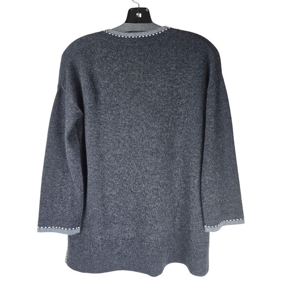 Neiman Marcus Cashmere Collection XS Charcoal Gray V-Neck Sweater - Picture 2 of 6